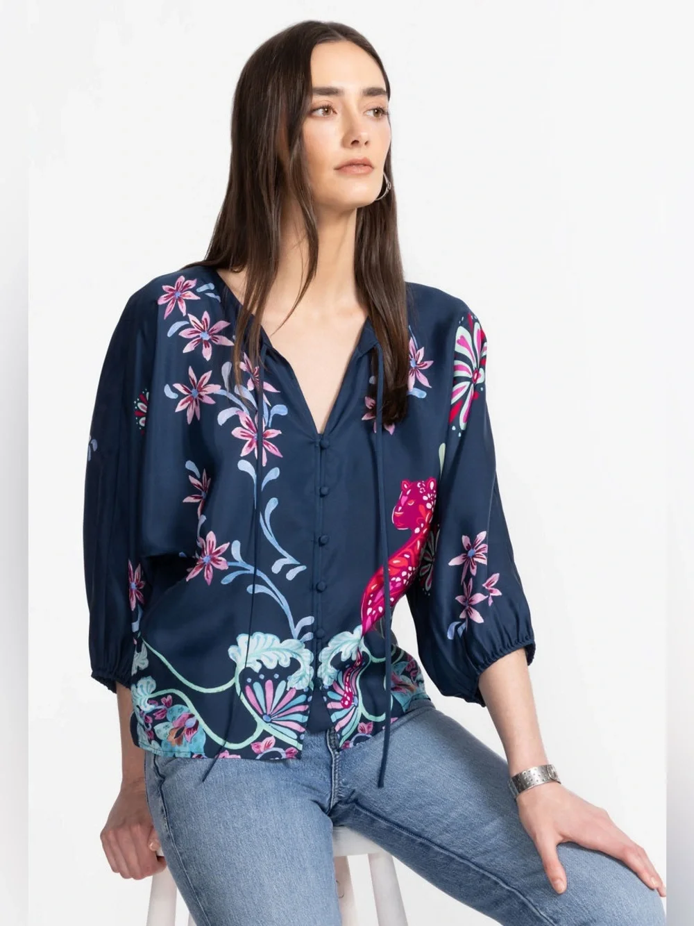 Johnny Was Harlan Blouse in Leilana Print Sz Medium